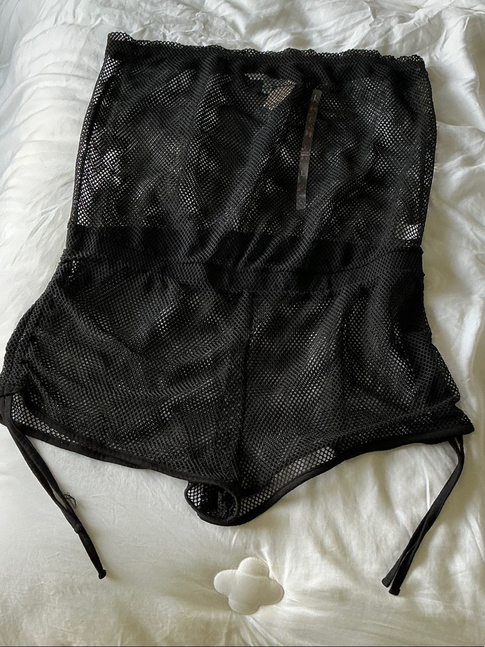 NWT Victoria's Secret Black Mesh Athletic Shorts Romper Beach Wear